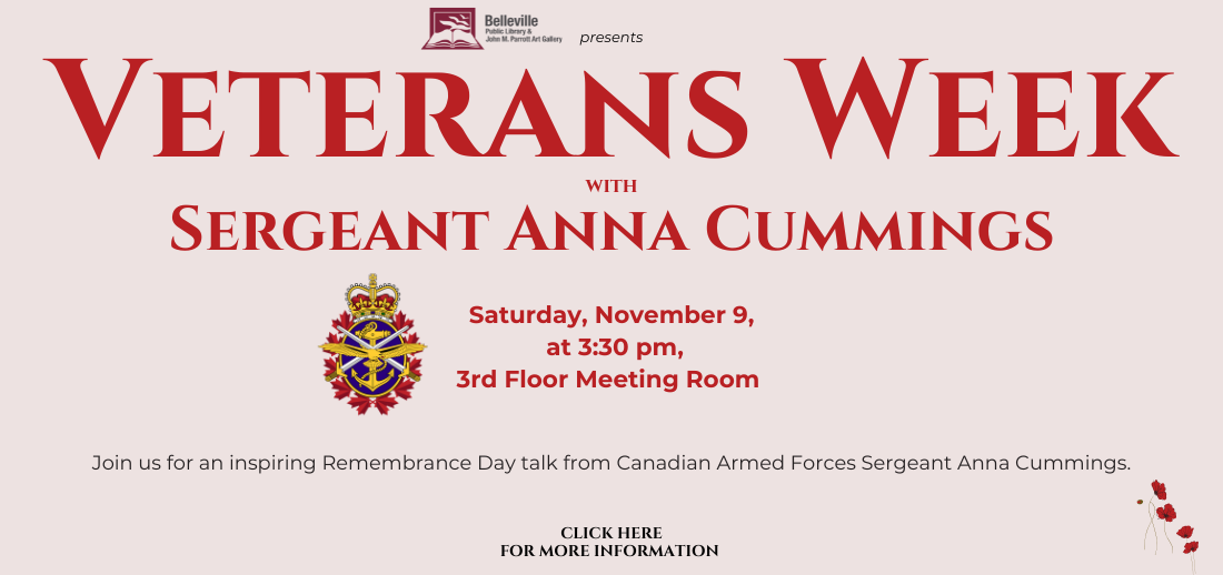 Join us for Veterans week - Sat. Nov 9 at the library